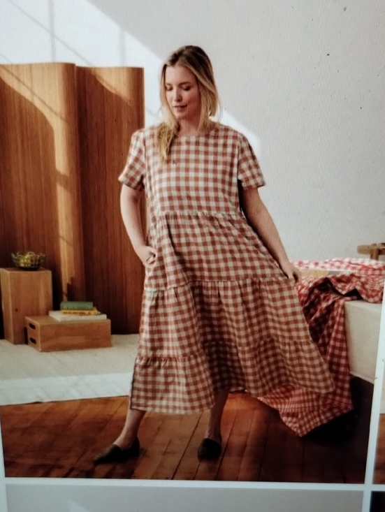 Tradlands Dresses & Skirts - Tradlands NWT Linen Chalet Tiered Dress Misty Blue Gingham S